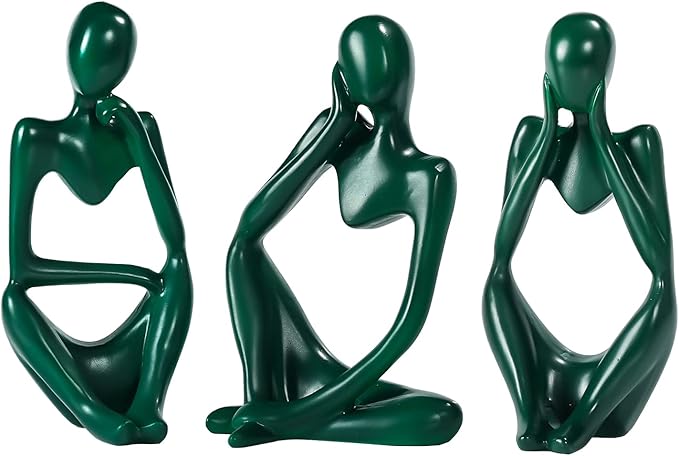 BMLCGJ Thinker Statue Gold Decor Abstract Art Sculpture, Golden Resin Collectible Figurines for Home Living Room Office Shelf Decoration,Great Gift Ideas (Green)