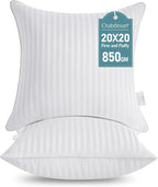 Oubonun 20 x 20 Throw Pillow Inserts, Firm and Fluffy Decorative Square Pillows for Couch Bed Sofa with Soft Cotton Cover White Cushion with Down Alternative Pack of 2