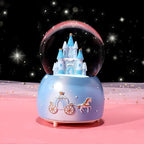 Snow Globe Castle Crystal Ball Automatic Snowfall Musical Rotate Crystal Ball with 7 Color Changing Lights Musical Castle Snowglobe for Kids Girls Boys