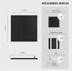 TSJOFFICE Large Cork Board for Wall - 48" x 24" Bulletin Board with 30 Pushpins for Office Decor, Pin Board 8 Pack Felt Tiles with Safe Removable Adhesive Tabs, Corkboard for Home - Black & White