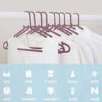 Plastic Hangers 50 Pack, Light Weight Durable Clothes Hangers with Hooks Standard Size G-Shape&Non-Slip Coat Hangers for Everyday Use (Purple)