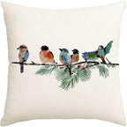 RABUSOFA Christmas Pillow Covers 20x20 Inch Birds Winter Decorations Christmas Throw Pillow Cases Xmas Outdoor Birds Decor Decorative Pillows for Couch Holiday Teal
