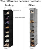 Hanging Shoe Organizer for Closet with Side Mesh Pockets，Hat Racks for Baseball Caps，Shoe and Hat Holder & Storage，8-Shelf，Black，1 Pack
