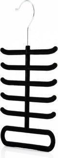Hangerworld Single Black Flocked Tie Rack & Belt Organiser Non-Slip Coat Clothes Accessory Hanger, Metal