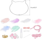 PATIKIL DIY Dream Catcher, Cat Making Dream Catcher Supplies Handmade Dream Catcher Kit Feather Pompom Beads for Wall Hanging Ornament Decor Craft, Pink