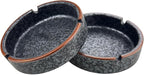 Ceramic Ashtray Stylish Indoor & Outdoor Cigarette Ashtray for Home, Coffee Bars, and Patios，Lava Dazzling Black (2PCS)