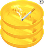 3Pcs Yellow Ashtray Sets, Ash Tray for Cigarettes and Cigar, Round Large Size Plastic Ashtrays, for Indoor Outdoor Home Office Patio Restaurant Bar Hotel Use (Set of 3 Yellow)