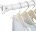 Closet Rods for Hanging Clothes, 17 to 69 Inch Heavy Duty Stepless Adjustable Closet Hanging Rod, 1.3 Inch Diameter Metal Closet Rod for Wardrobes Laundry Bedroom RV, White
