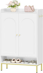 Shoe Cabinet with Doors, 7-Tier Shoe Storage Cabinet with Adjustable Shelves, Wooden Shoes Organizer Cabinets with Top Storage Layer, 28-32 Pairs, for Entryway, Hallway, White SR68703A