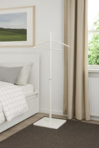 Proman Products VL17242 Kumo Freestanding Metal Valet Stand Organizer with Removable Hanger, Trouser Bar, White, 11.5" W x 11.5" D x 41" H