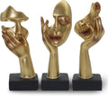 aboxoo 3 Pcs Thinker Statue, No Hear No See No Speak Modern Resin Sculptures Decor, Silence is Gold Abstract Art Figurines for Living Room, Home, Office Study (Gold)