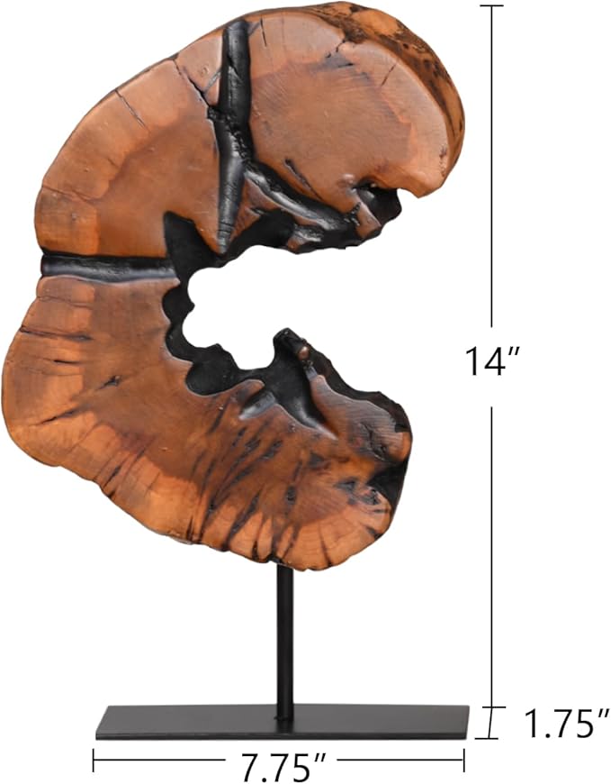 WELLAND Rustic Date Tree Sculpture, Wood Tabletop Sculpture Collectible Decoration for Home Office Decor