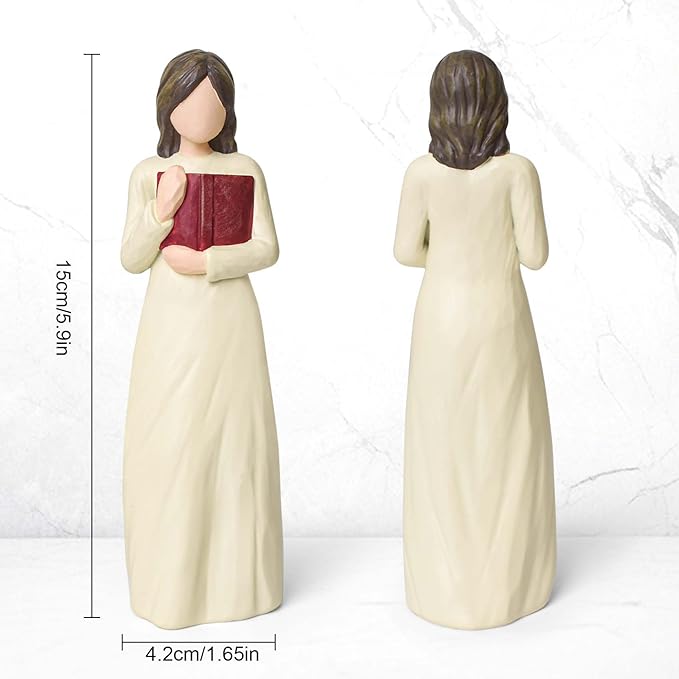 Cuayaes Book Lover Gifts for Women Readers, Teachers, Graduates, Students, Bookshelf Decor Aesthetic Hand Painted Sculpted Figure for Home Desk Office Living Room Decor