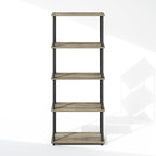 Furinno Turn-N-Tube Book Shelf, 5-Tier Bookshelf, Bookcase with Multipurpose Compact Display Rack, 11.6 x 23.6 x 57.4, for Living Room, Bedroom, Home Office, French Oak/Black