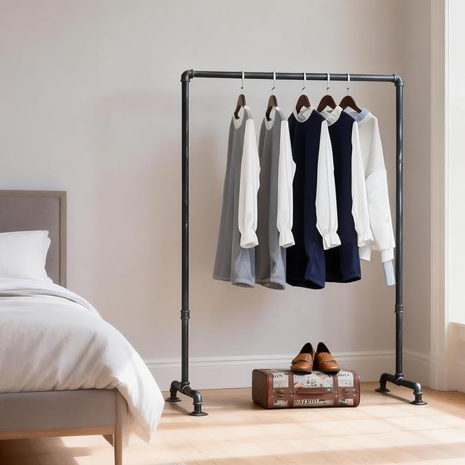 Industrial Pipe Clothing Rack 59in,Clothes Racks for Hanging Clothes,Heavy Duty Display Garment Rack