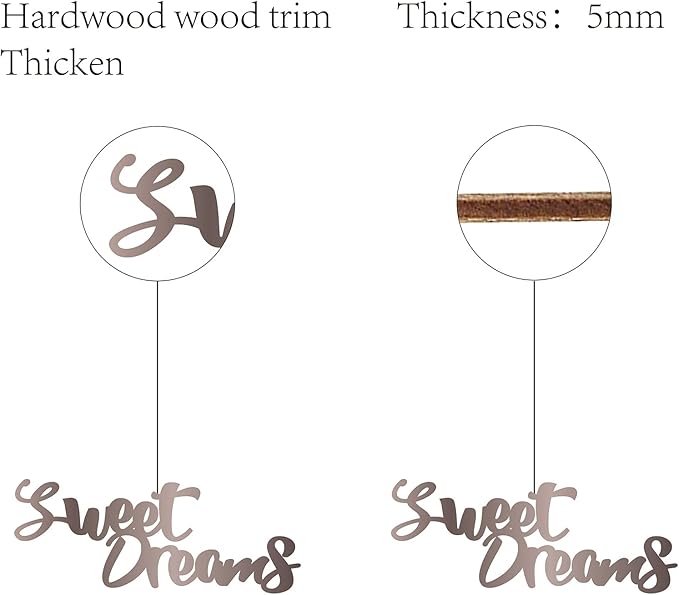 CREATCABIN Sweet Dreams Sign Wood Wall Decor Art Cutout Letter Word Laser Cut Unfinished Decorative Valentine's Day for Living Room Home Door Farmhouse Porch Bedroom Decoration 11.8 x 4.7 Inch,Camel