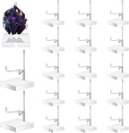 RattanView 16 Pcs Crystal Holder Easel Display Adjustable Metal Arm Display Stand with Acrylic Base Easel Rock Mineral Stand for Gemstone Fossils Geodes Mineral Agate Collection(Silver)