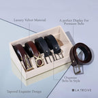 5 Slot Belt Organizer Tray, Velvet Drawer Insert for Men’s Belts, Belt Storage Organizer for Closet & Drawer, Cream