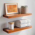 Homeforia 18 inch Floating Shelf Oak, High End Solid Real Wood 18inch Long Floating Shelves for Wall Mounted, Honey Oak Wooden 18in Floating Shelves, Heavy Duty Bracket, 18 X 6.5 X 1.75 inch, Set of 4