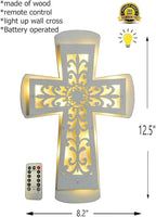 ADAVAS.Y&G Wooden LED Wall Cross with Remote Control – Christian Lighted Cross Decor, Battery Powered, Multiple Lighting Modes, Religious Wall Art for Home, Church, and Gifts