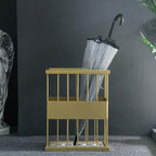 Gold Umbrella Holder for Entryway, Metal Rack Organizer - Can Hold 5 Umbrellas