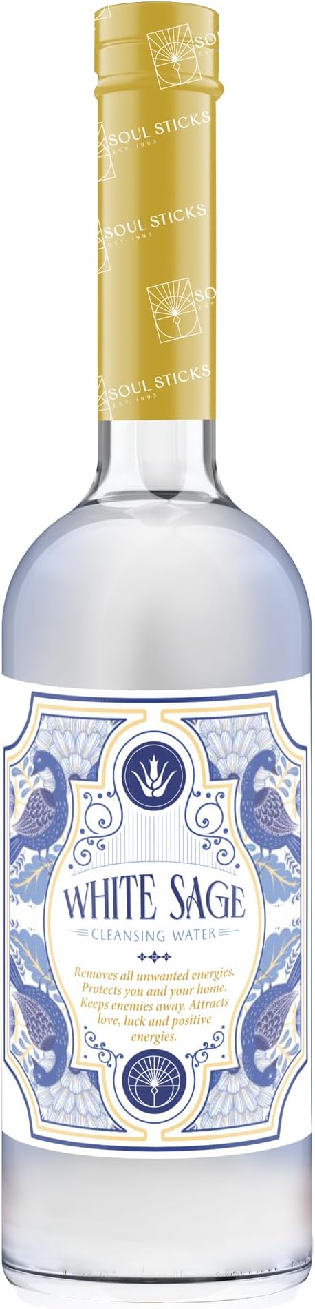 SOUL STICKS Cleansing Water 7.5 oz. Bottle for Clearing Negative Energy and Purifying Home Spiritual Florida Water Area Deodorizer (White Sage)