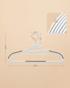 SONGMICS 50 Pack Coat Hangers, Heavy-Duty Plastic Suit Hangers, S-Shaped Opening, Space-Saving, 360º Swivel Hook, 16.3 Inches Wide, Cloud White and Dark Gray UCRP041WG03