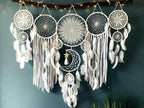 5 Pack Moon Phase Dreamcatcher Set Boho Wall Decor, Boho Macrame Wall Hanging Dream Catchers, for Home, Bedroom, Living Room, Witchy Gifts (White)