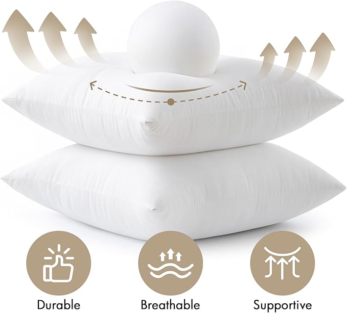 MIULEE Euro Pillows Inserts, Pack of 4 24x24 Inch 100% Virgin Microfiber Filling Throw Pillows for Bed Couch Sofa