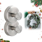 Linwnil Suction Cup Hooks for Glass Window, 2025 Upgraded Christmas Wreath Door Hanger, No Drill Suction Cup Hooks for Wreaths on Glass, Garland Wreath Hangers for Front Door Shower Hooks (2, Silver)