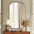 ANDY STAR 24"x40" Gold Mirror, Brushed Brass Scalloped Wall Mirror, Unique Rectangle Mirror, Bathroom Vanity Mirror in Anti-Rust Stainless Steel Metal Frame 1’’ Deep, Hangs Vertically/Horizontally