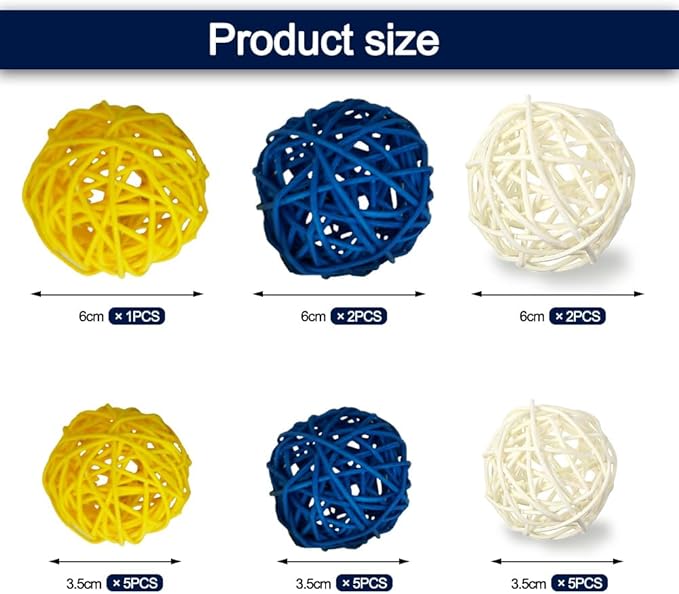 Qingbei Rina 20 PCS Yellow Wicker Rattan Balls,Spring Decorative Balls for Bowls,Vase Filler for Centerpieces,Decorative Orbs Woven Spheres,Bowl Fillers for Home Decor