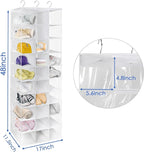 coastal rose Hanging Shoe Closet Organizer, 30 Sections Hanging Closet Organizers and Storage Shelves with 6 Mesh Pockets, Space Saving Shoe Rack Holder Hanger, White