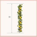 Idyllic 6 Ft Artificial Lemon Leaf Vine Garland - Faux Spring Wall Hanging Decor for Mantle, Window, Wedding, Home & Garden - Long Yellow Green Vine