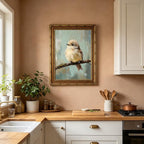 Gold Framed Bird Canvas Wall Art Vintage Bird Beige Sparrow painting Decor Pictures Sparrow on Branch Bedroom Living Posters Prints for Corridor Classroom Bedroom Kitchen Room Decoration