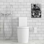Funny Bathroom Canvas Wall Art Set of 2 - Black and White Vintage Humor Wall Decor, Dumb And Dumber Comedy Movies Posters for Toilet Bathroom Decor 12x16 inch Framed