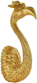 GUSFREUD Gold Animal Heads Sculptures Wall Art - 13" Resin Faux Flamingo for Home Wall Decor, Bird Wall Hanging Decoration for Living Room, Bedroom & Kitchen, Unique Gift Idea