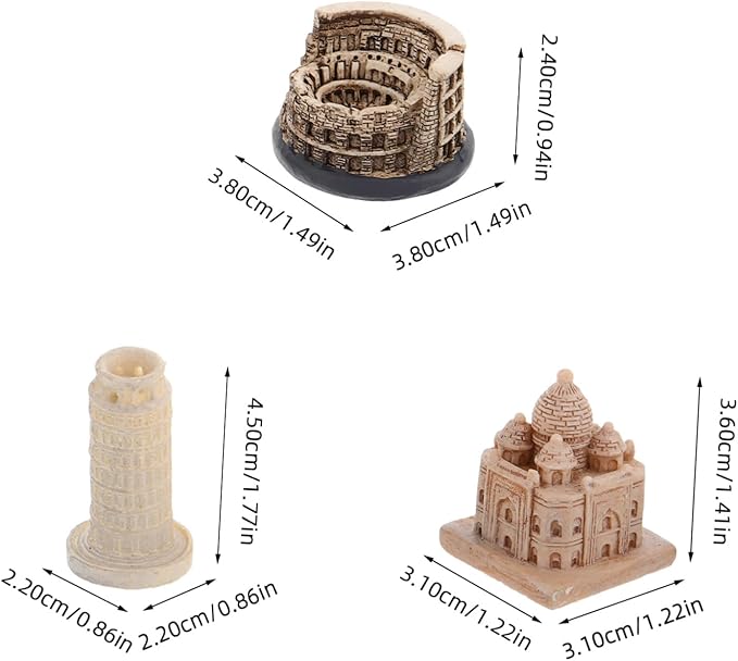 1Set Miniature Landmark Model Famous Building Decor for Office Home Includes Colosseum Taj Mahal Leaning Tower Detailed Micro Scene Accessories for Stylish Decor