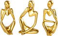 BMLCGJ Thinker Statue Gold Decor Abstract Art Sculpture, Golden Resin Collectible Figurines for Home Living Room Office Shelf Decoration,Great Gifts Ideas (Gold)