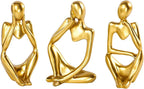 BMLCGJ Thinker Statue Gold Decor Abstract Art Sculpture, Golden Resin Collectible Figurines for Home Living Room Office Shelf Decoration,Great Gifts Ideas (Gold)