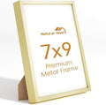 7x9 Aluminum Metal Picture Frame,Tempered Glass Gold Photo Frame 7x9 for Family Photo,Posters,Art,Document to Wall Mount Horizontally or Vertically