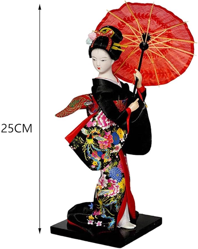 Japanese Geisha Kimono Doll Geisha Kimono Statue Asian Geisha Collectible Figurine 10 inch for Table Centerpieces,Living Room, 25 cm