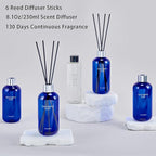 Chloefu Lan Reéd Diffuser, 8.1 oz Natural Essential Scented Oil, 6 Diffuser Sticks, Home Fragrance Sandalwood, Aromatherapy Oil Diffuser Reeds, More Masculine Scent, Bathroom & Office Decor 230ml
