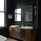 ANDY STAR Hand-Forged Bronze Bathroom Mirror for Wall, 24x36 Inch Vintage Solid Steel Metal Frame Bathroom Vanity Mirror, Antique Rounded Rectangle Wall Mirror, Hangs Horizontally or Vertically