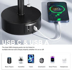 Fenmzee USB Bedside Table Lamps Set of 2-3 Color Temperatures Pull Chain Lamp with USB C and A Charging Ports, Round Night Stand Lamps for Bedroom