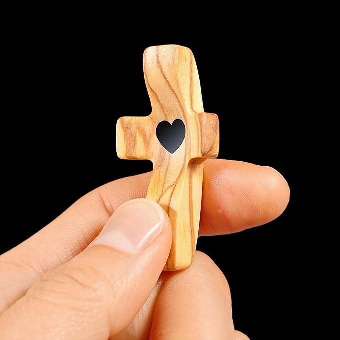 Olive Wooden Cross Fidget for Pocket Prayers Comfort Stress Relief Cross for Clutching, Clinging(Olive 10pcs)