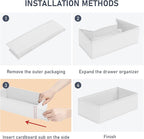 DIMJ Drawer Organizer Clothes - Underwear Organizer Small Sock Organizer Box Dresser Organizer,Drawer Dividers for Baby Clothes,Bra,Socks, Belt, Tie, Set of 6,White