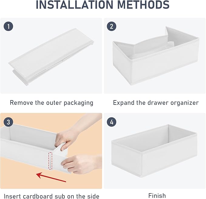 DIMJ Drawer Organizer Clothes - Underwear Organizer Small Sock Organizer Box Dresser Organizer,Drawer Dividers for Baby Clothes,Bra,Socks, Belt, Tie, Set of 9,White