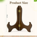 Tatuo 2 Packs Wooden Plate Stands for Display, Plate Holder Display Stand, Picture Frame Stand Easels, Tabletop Art Holder, Book Dish Decorative (8 Inch,Brown)