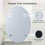USHOWER Bathroom Mirror for Over Sink, 20x28 Inch Oval Frameless Mirror, Beveled and Polished, Decorative Wall Mirror for Bathroom, Bedroom, Vanity, Entryway, Modern and Elegant